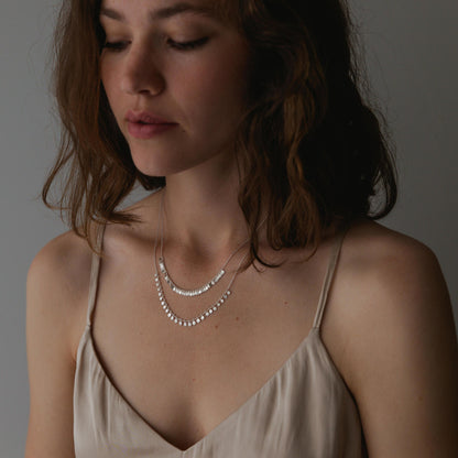 Sia Taylor Silver Tiny Dots Arc Necklace-Sia Taylor-Thistle Hill