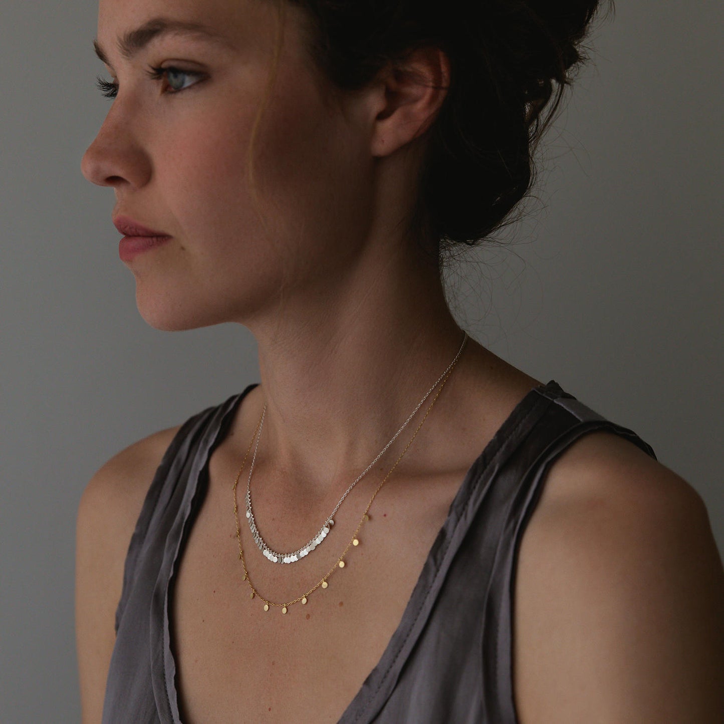 Sia Taylor Silver Tiny Dots Arc Necklace-Sia Taylor-Thistle Hill