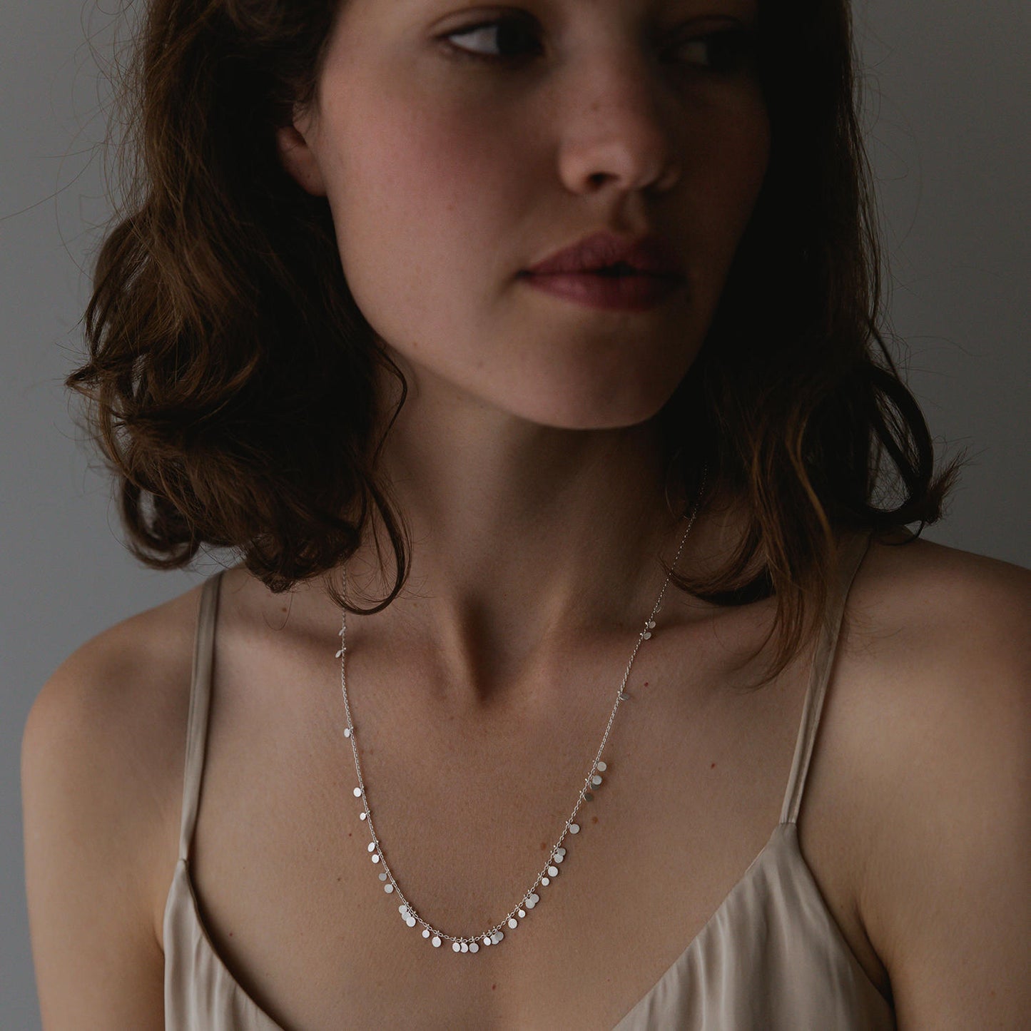 Sia Taylor Silver Long Random Dot Necklace-Sia Taylor-Thistle Hill