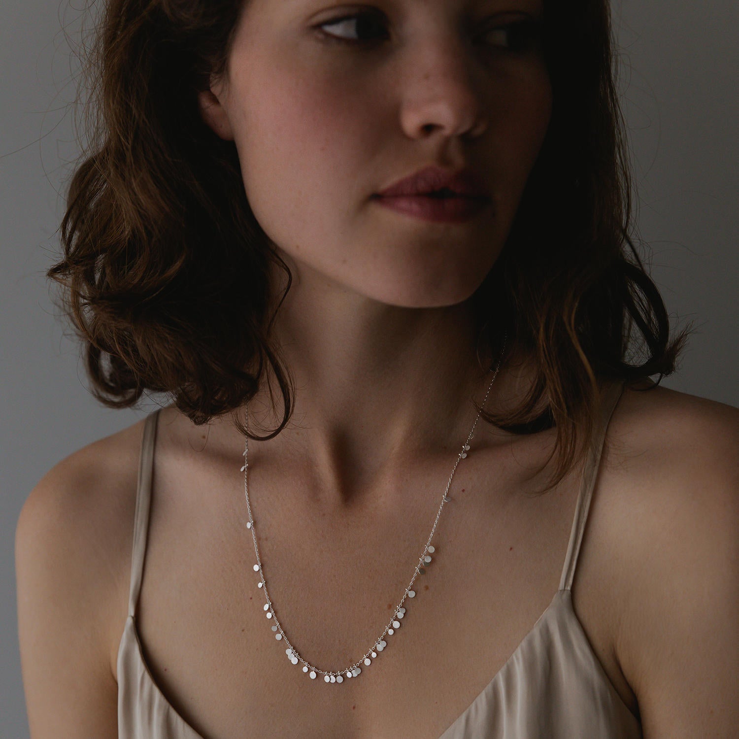 Sia Taylor Silver Long Random Dot Necklace-Sia Taylor-Thistle Hill