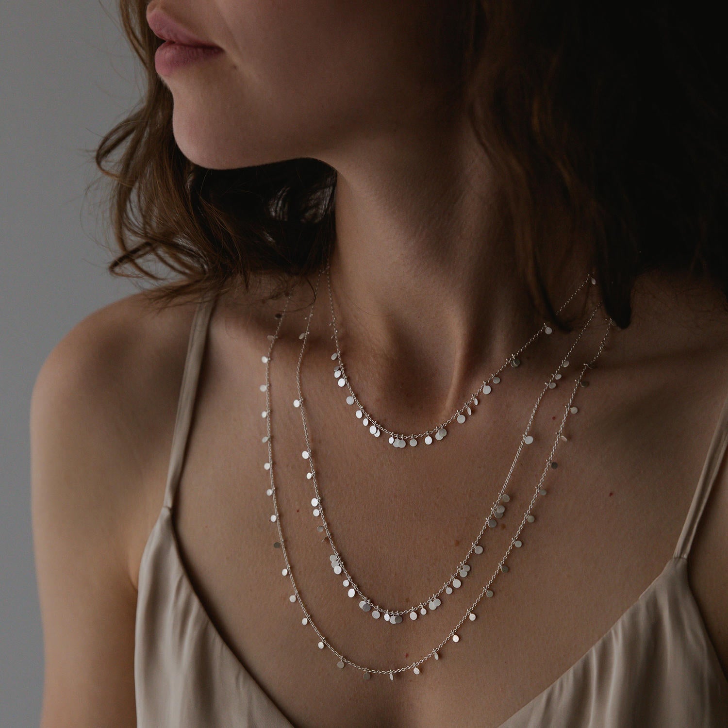 Sia Taylor Silver Long Random Dot Necklace-Sia Taylor-Thistle Hill