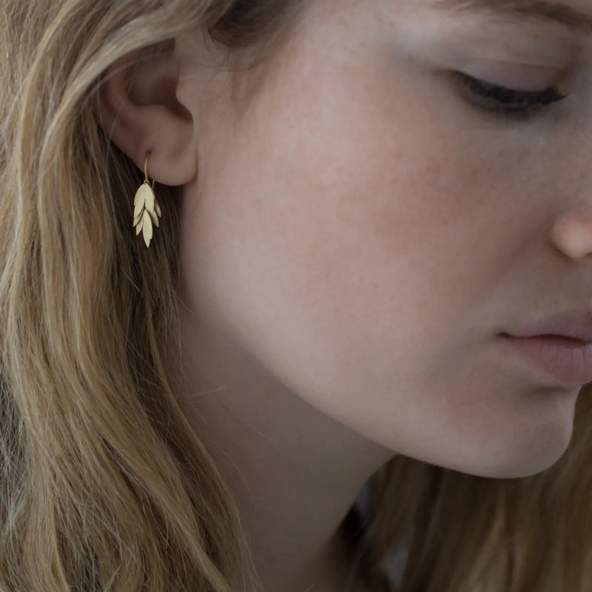 Sia Taylor 18k Small Golden Leaf Earrings-Sia Taylor-Thistle Hill