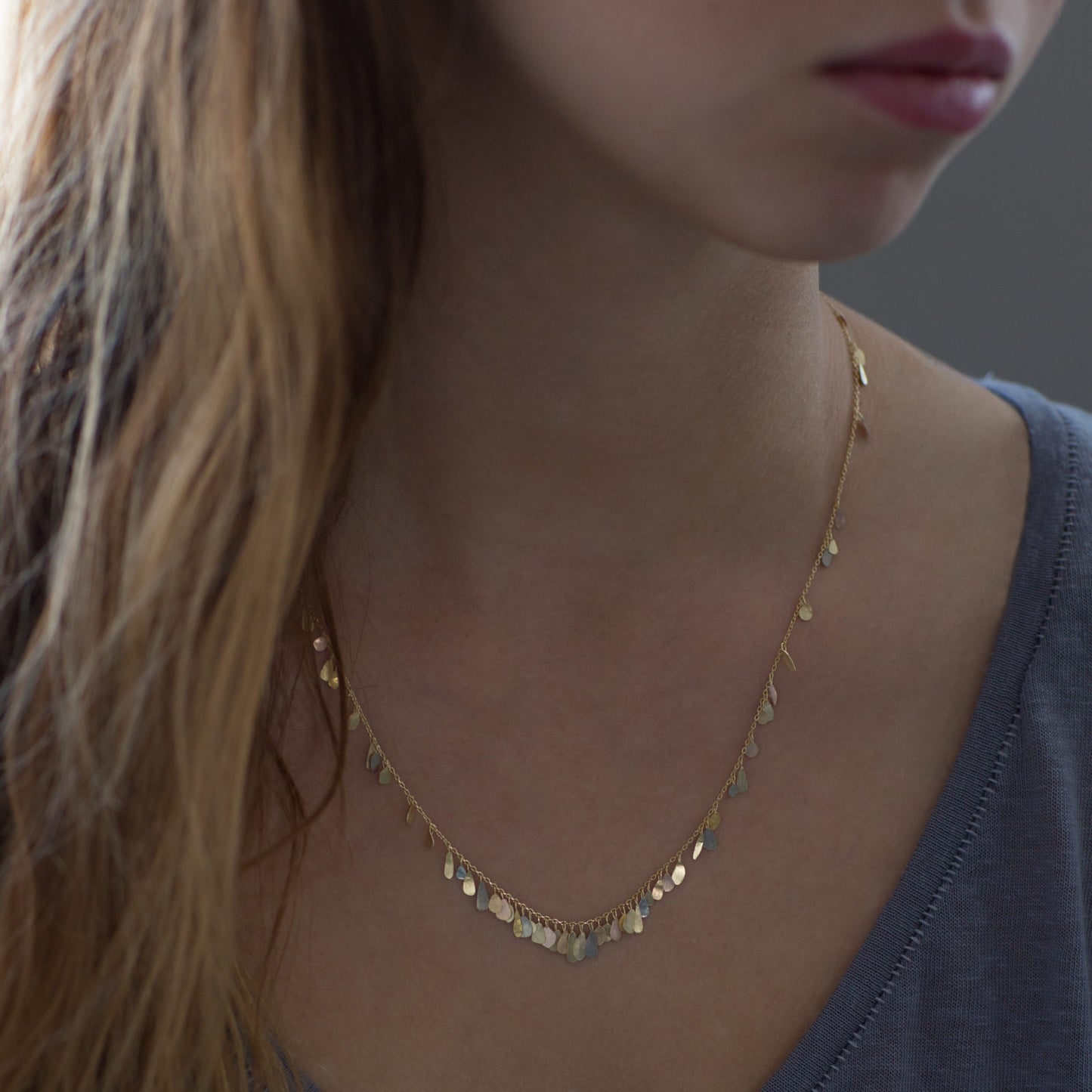 Sia Taylor 18K Raindrop Necklace 18"-Sia Taylor-Thistle Hill