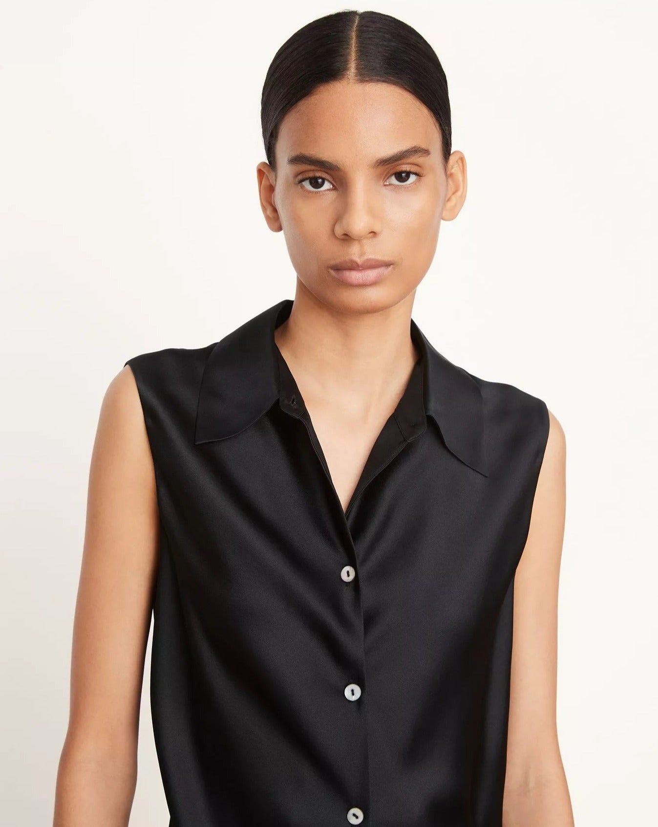 Vince Sleeveless Bias Shirt Black-Vince-Thistle Hill