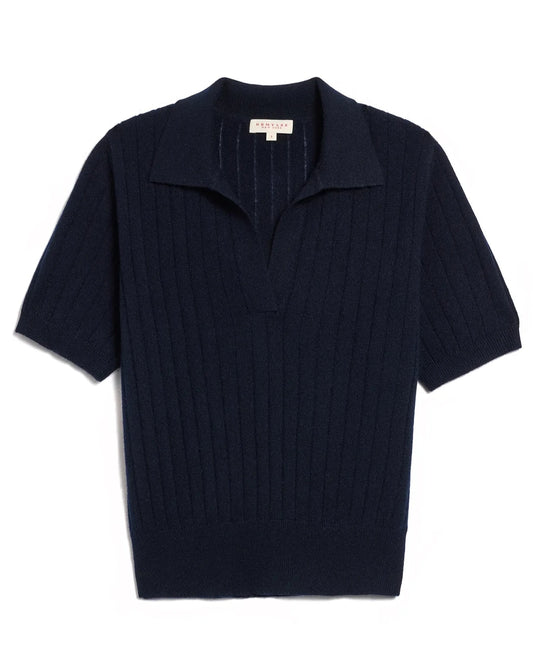 Demylee Skylar Polo Cashmere Top Navy-Demylee-Thistle Hill