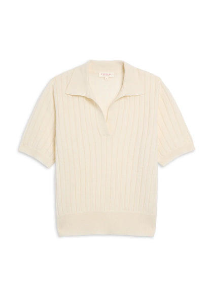 Demylee Skylar Polo Cashmere Top Ivory-Demylee-Thistle Hill