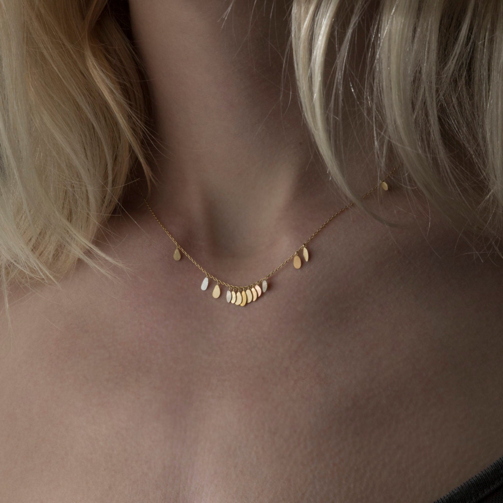 Sia Taylor 18K Tiny Raindrop Necklace 16"-Sia Taylor-Thistle Hill