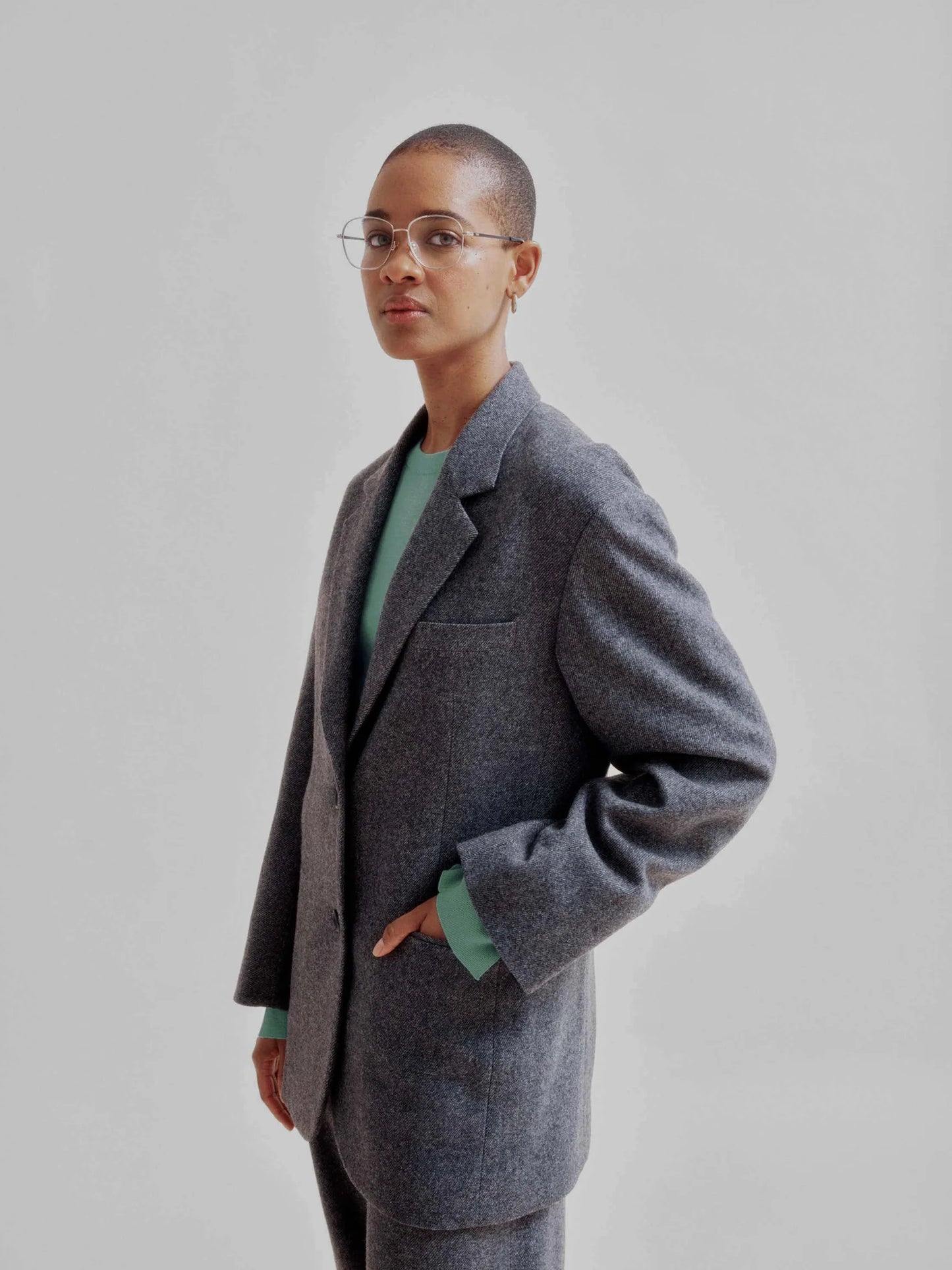 Sayaka Davis Two Button Blazer Gray-Sayaka Davis-Thistle Hill