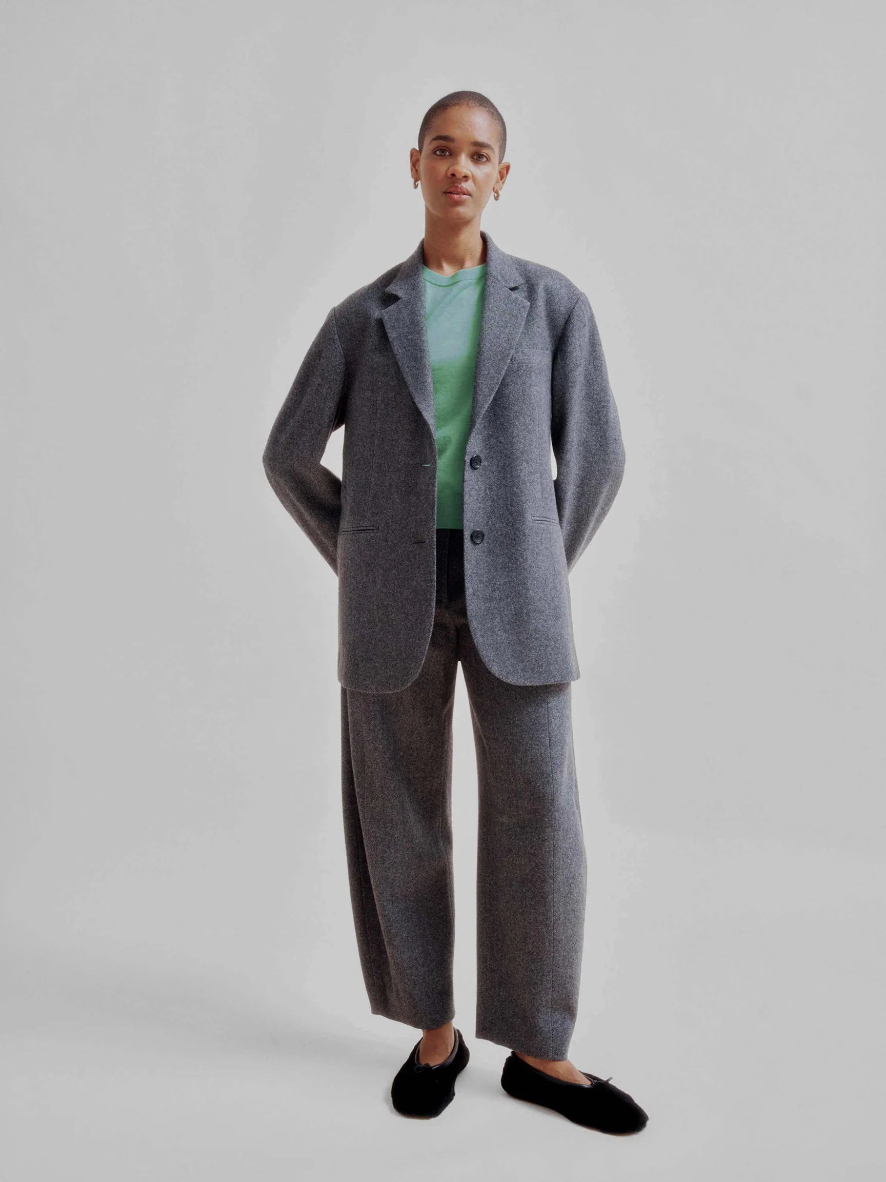 Sayaka Davis Two Button Blazer Gray-Sayaka Davis-Thistle Hill