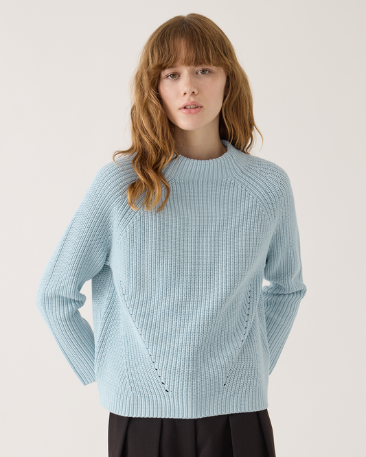 Demylee Daphne Solid Cotton Sweater Icy Blue-Demylee-Thistle Hill