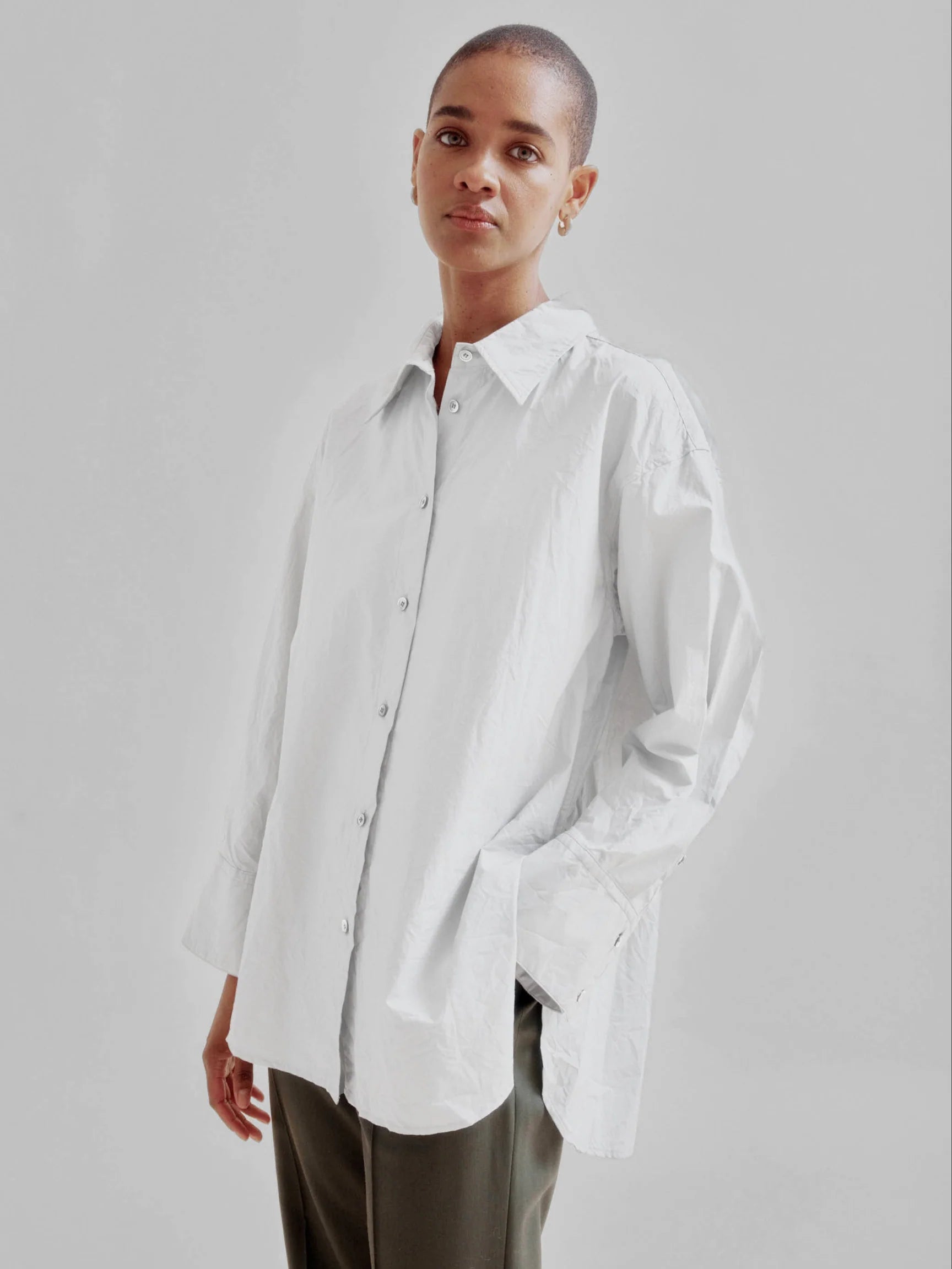 Sayaka Davis Crinkle Oversizeed Shirt White-Sayaka Davis-Thistle Hill