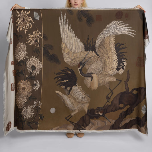 Sabina Savage Wind Dancer, Heaven Caller Silk Twill Rectangle Bronze & Umber-Sabina Savage-Thistle Hill