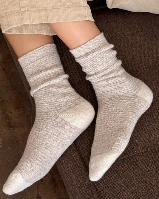 Le Bon Shoppe Wool Waffled Socks Oatmeal & Cream-Le Bon Shoppe-Thistle Hill