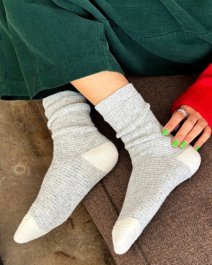 Le Bon Shoppe Wool Waffled Socks Stone & Cream-Le Bon Shoppe-Thistle Hill