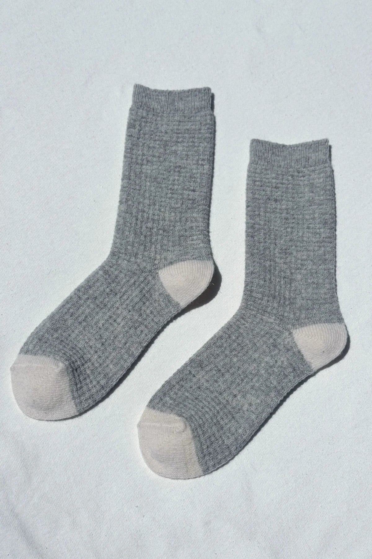 Le Bon Shoppe Wool Waffled Socks Stone & Cream-Le Bon Shoppe-Thistle Hill