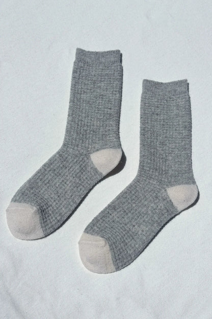 Le Bon Shoppe Wool Waffled Socks Stone & Cream-Le Bon Shoppe-Thistle Hill
