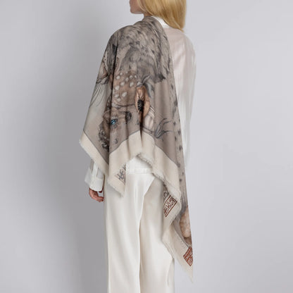 Sabina Savage Zouyu, Cry The Deer Wool Silk Shawl 135 Clay & Bone-Sabina Savage-Thistle Hill