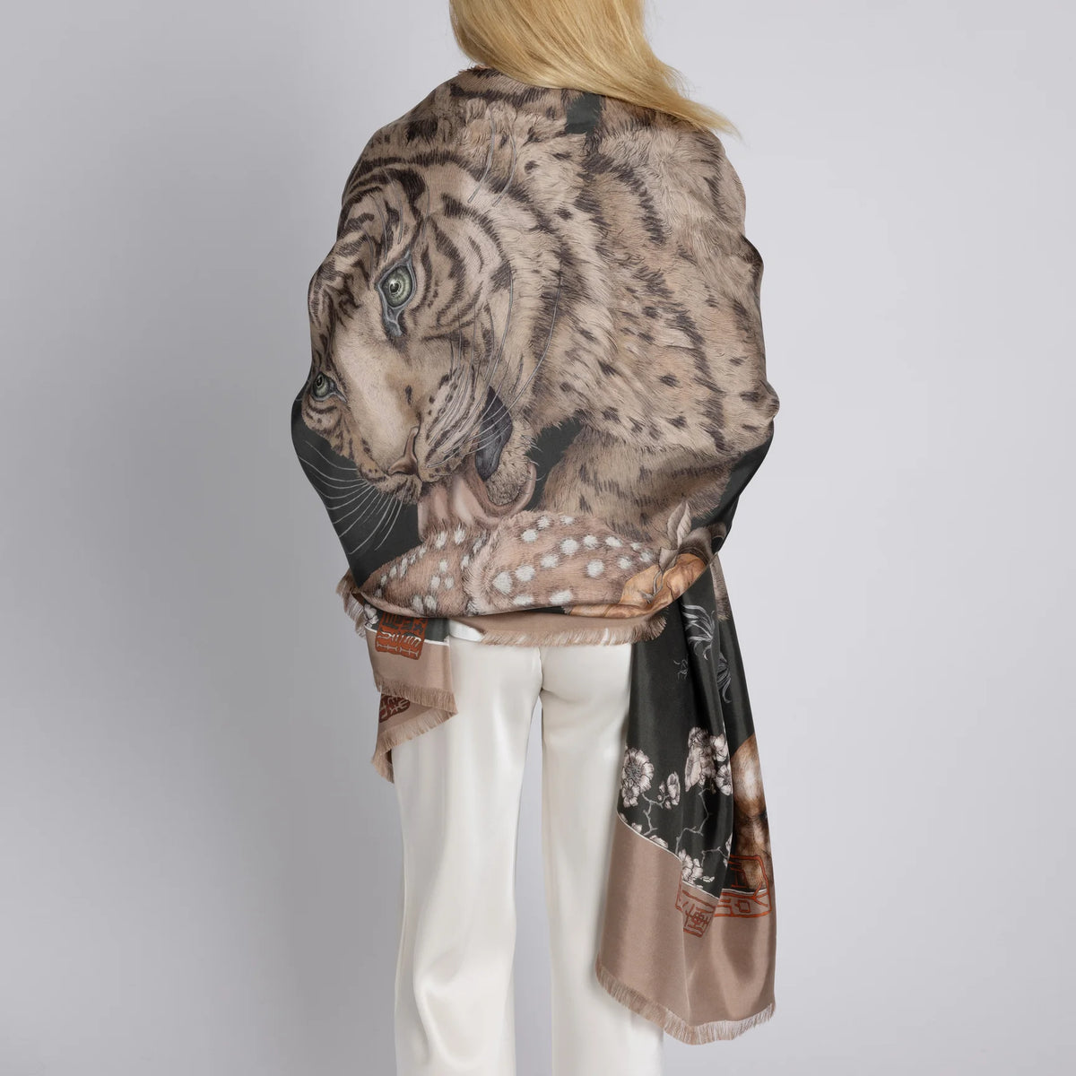 Sabina Savage Zouyu, Cry The Deer Silk Twill Rectangle Fir & Fawn-Sabina Savage-Thistle Hill