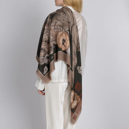 Sabina Savage Zouyu, Cry The Deer Wool Silk Shawl 135 Fir & Fawn-Sabina Savage-Thistle Hill