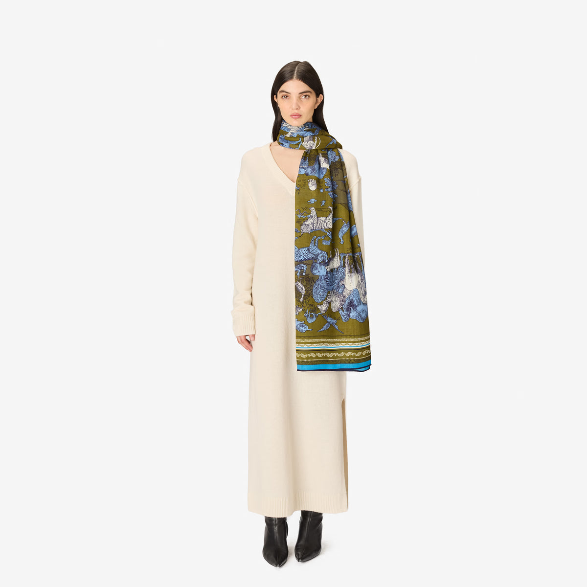 Inoui Editions Scarf 130 Reverie Khaki-Inoui Editions-Thistle Hill