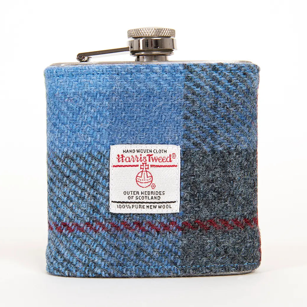 Harris Tweed Flask Blue Tartan-Thistle Hill-Thistle Hill