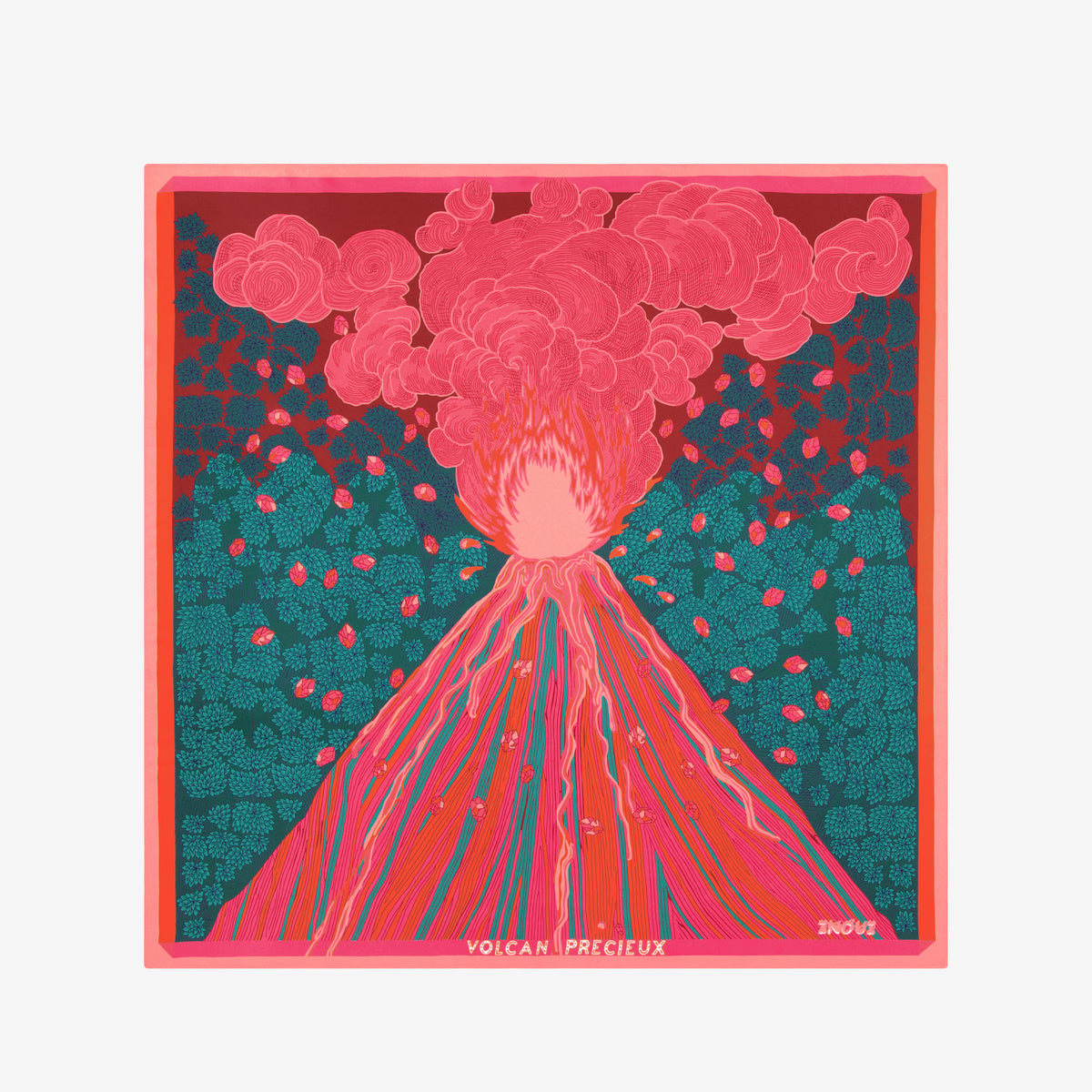 Inoui Editions Square 100 Silk Stromboli Pink Scarf-Inoui Editions-Thistle Hill