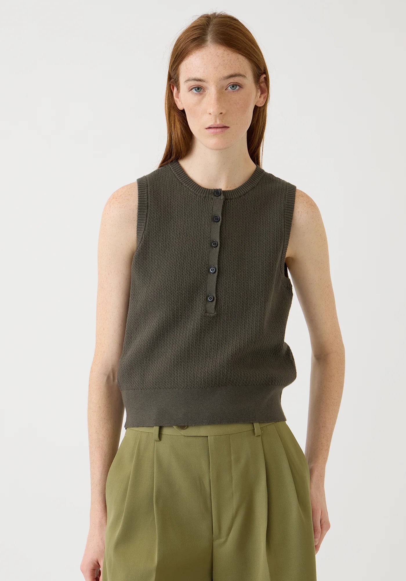Demylee Bianca Cotton Cashmere Vest Loden-Demylee-Thistle Hill
