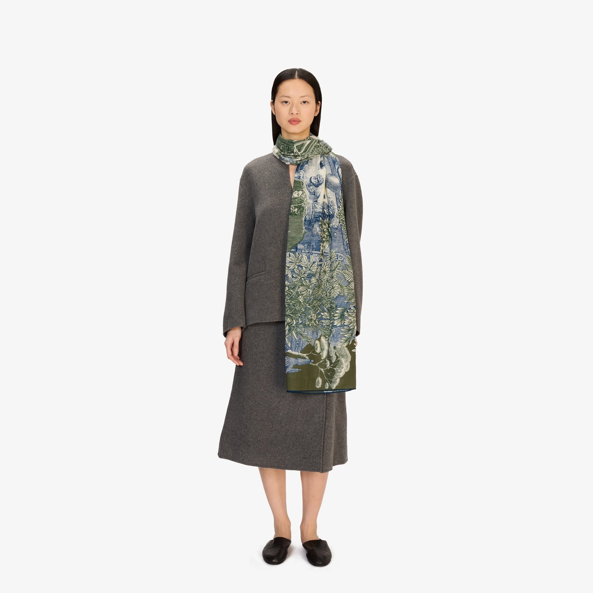 Inoui Editions Scarf 100 Wool Silk Piranesi Khaki-Inoui Editions-Thistle Hill