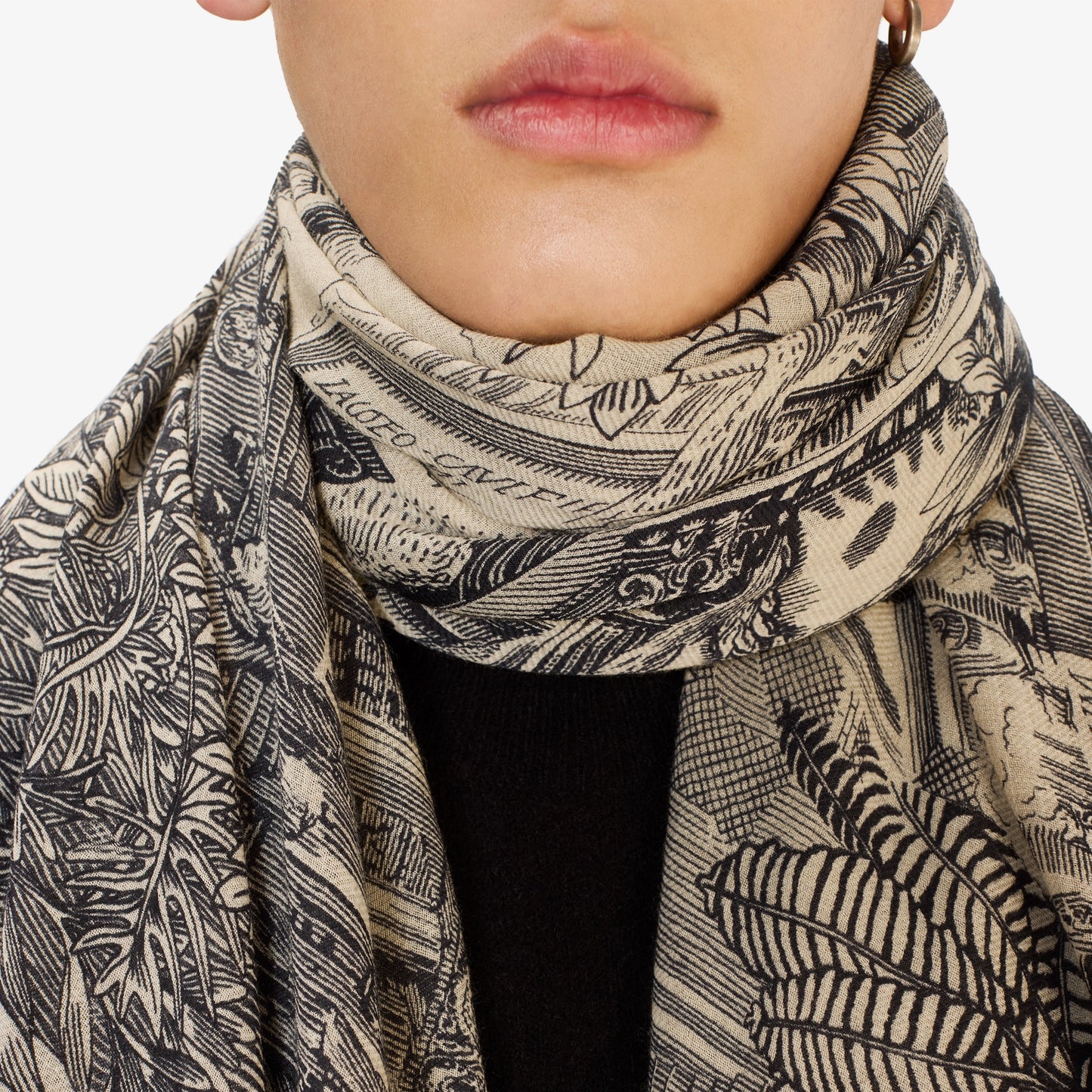 Inoui Editions Scarf 100 Wool Silk Piranesi Black-Inoui Editions-Thistle Hill