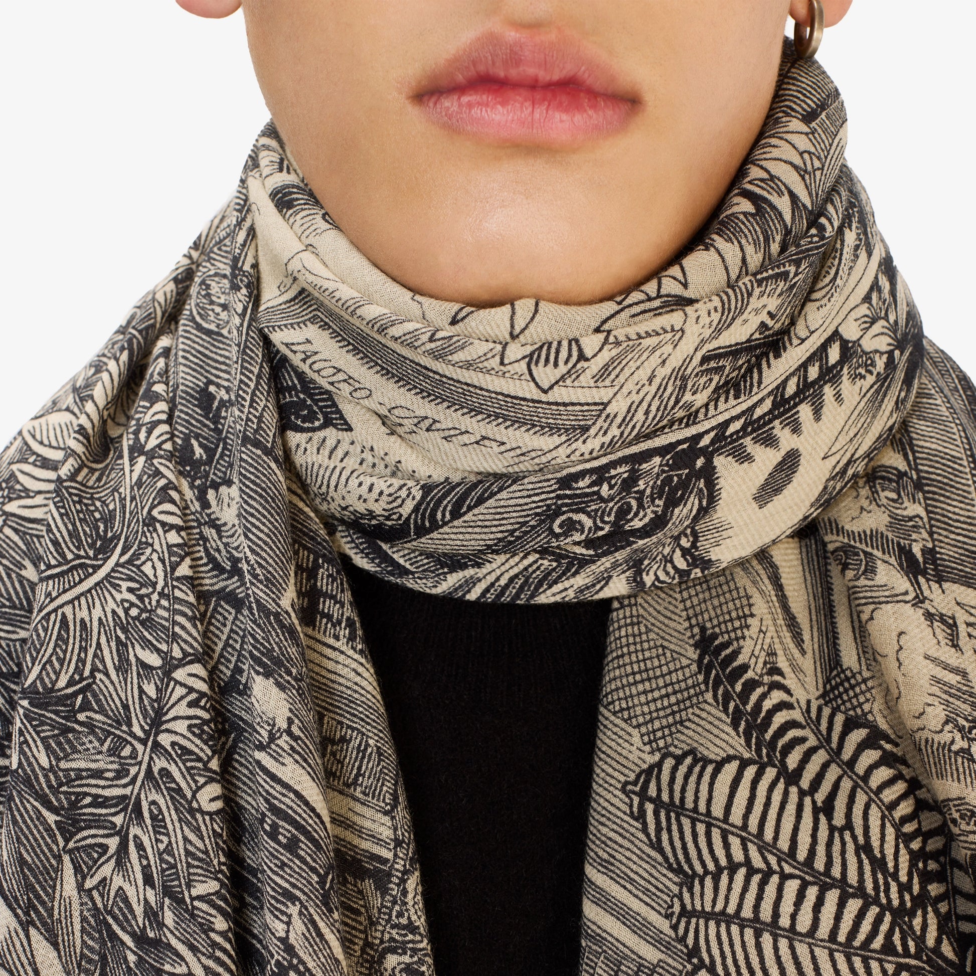 Inoui Editions Scarf 100 Wool Silk Piranesi Black-Inoui Editions-Thistle Hill