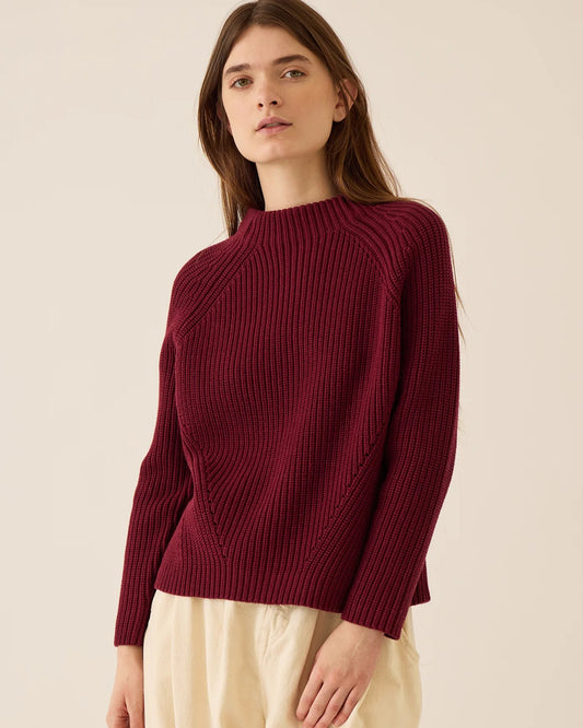 Demylee Daphne Solid Cotton Sweater Burgundy-Demylee-Thistle Hill