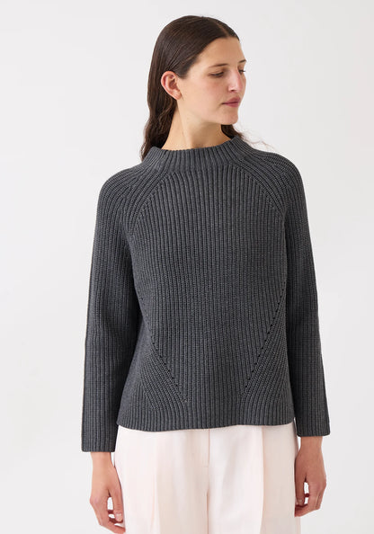 Demylee Daphne Solid Cotton Sweater Charcoal Heather-Demylee-Thistle Hill