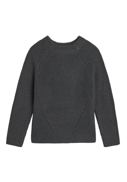 Demylee Daphne Solid Cotton Sweater Charcoal Heather-Demylee-Thistle Hill