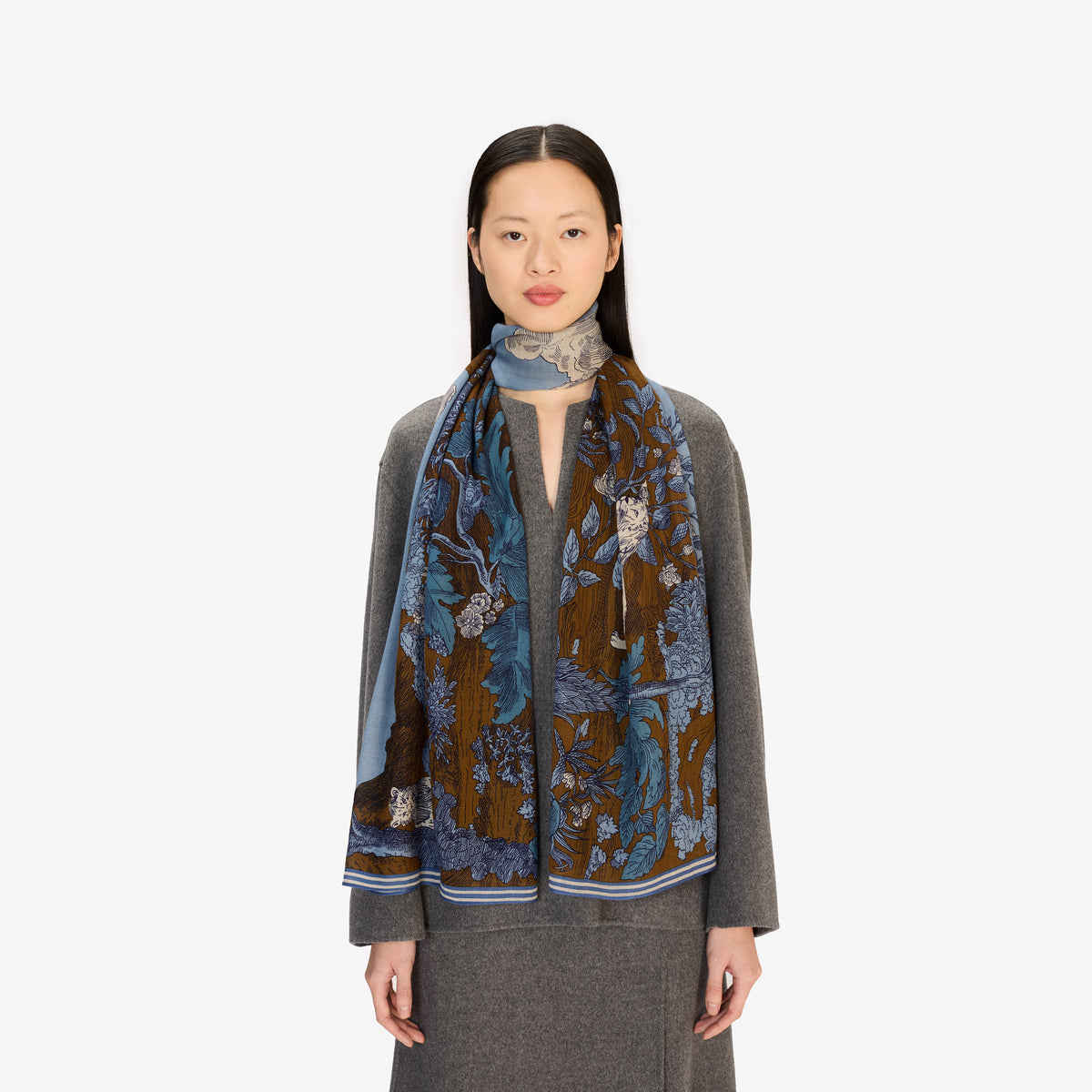 Inoui Editions Scarf 70 Wool Silk Histoire Blue-Inoui Editions-Thistle Hill