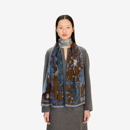 Inoui Editions Scarf 70 Wool Silk Histoire Blue-Inoui Editions-Thistle Hill