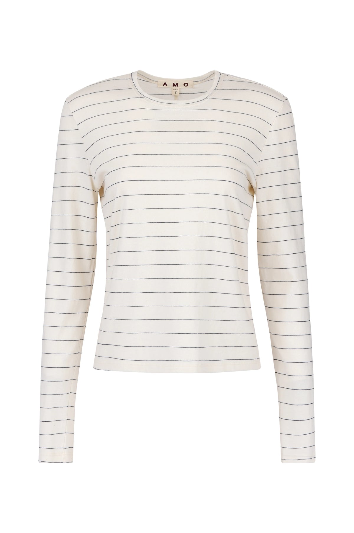 AMO Drew Long Sleeve Tee Bone & Grey Stripe-AMO-Thistle Hill