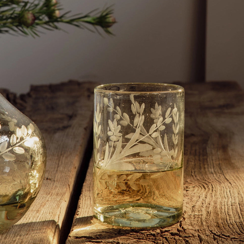 Hand-Etched Tumbler Glass Large-Thistle Hill-Thistle Hill