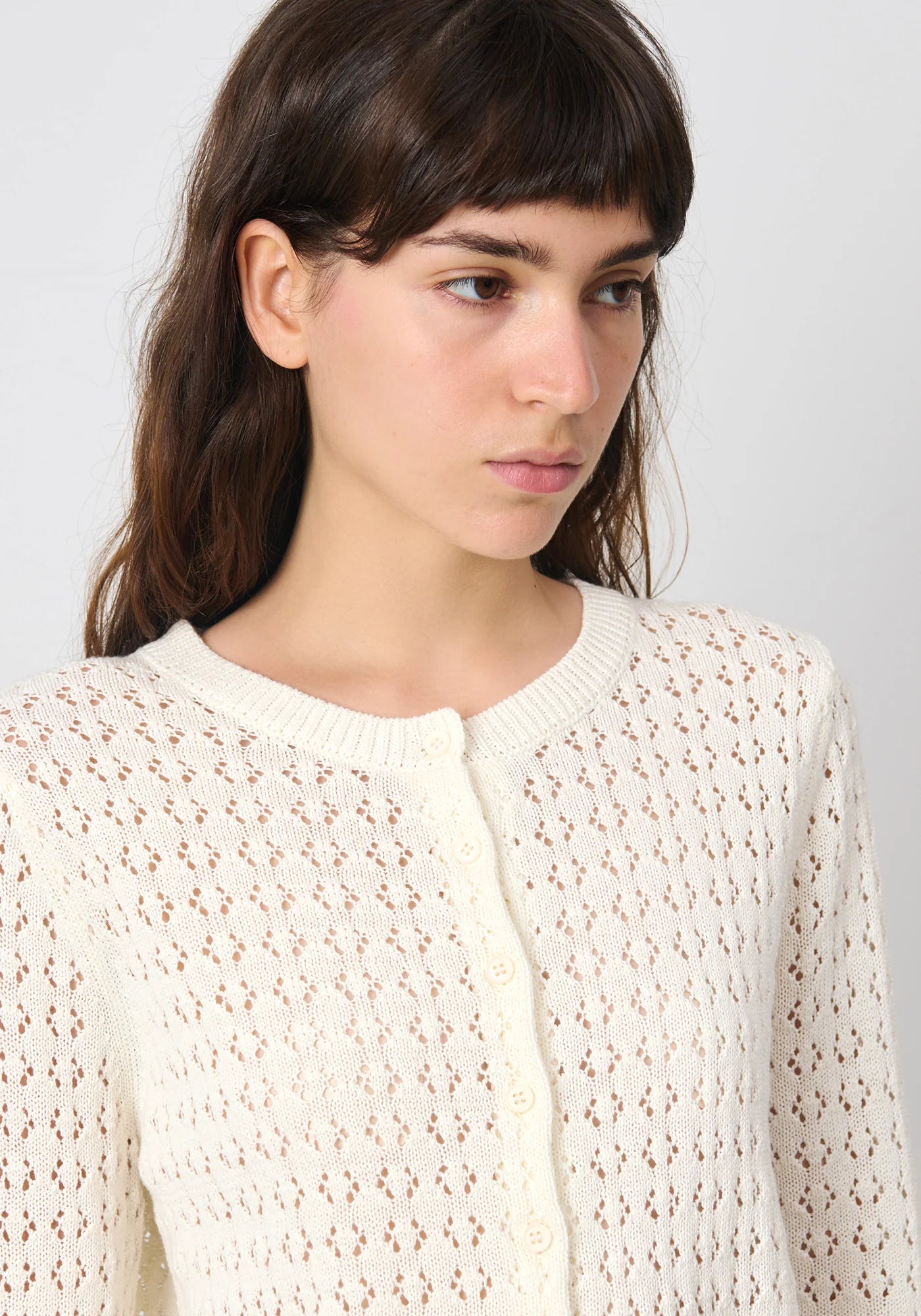 Demylee Crochet Cotton Linen Cardigan Off White-Demylee-Thistle Hill