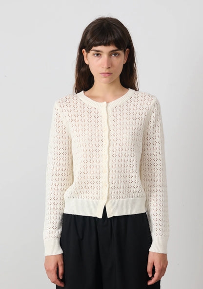 Demylee Crochet Cotton Linen Cardigan Off White-Demylee-Thistle Hill