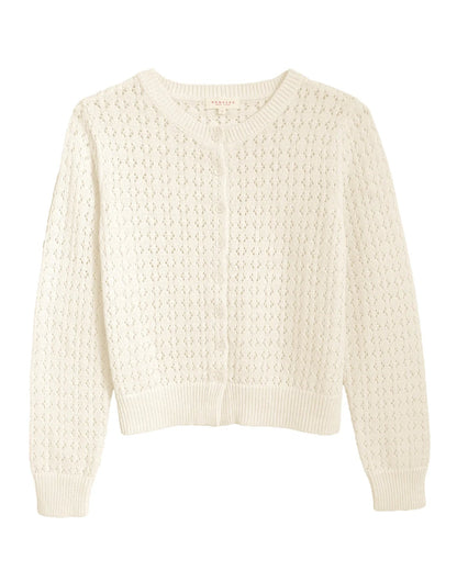 Demylee Crochet Cotton Linen Cardigan Off White-Demylee-Thistle Hill