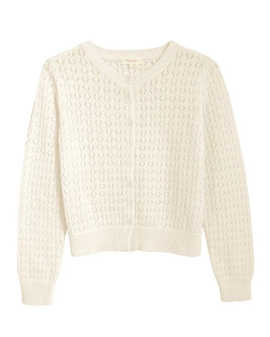 Demylee Crochet Cotton Linen Cardigan Off White-Demylee-Thistle Hill