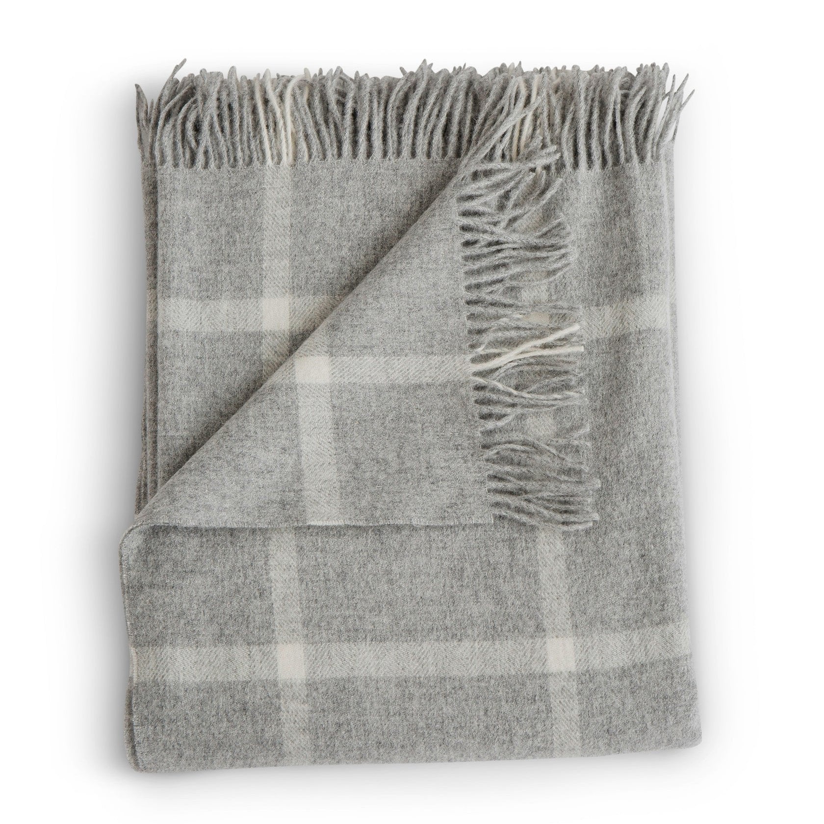 Evangeline 100% Merino Lambswool Throw Windowpane Fog-Evangeline-Thistle Hill