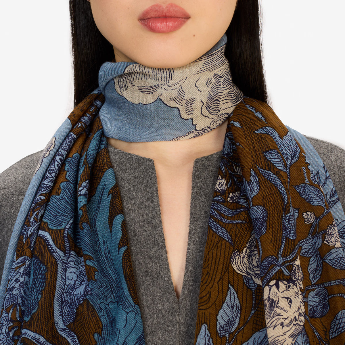 Inoui Editions Scarf 70 Wool Silk Histoire Blue-Inoui Editions-Thistle Hill