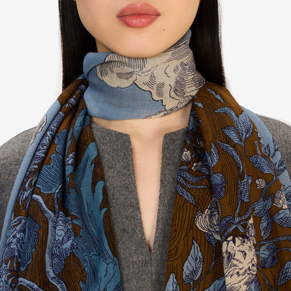 Inoui Editions Scarf 70 Wool Silk Histoire Blue-Inoui Editions-Thistle Hill