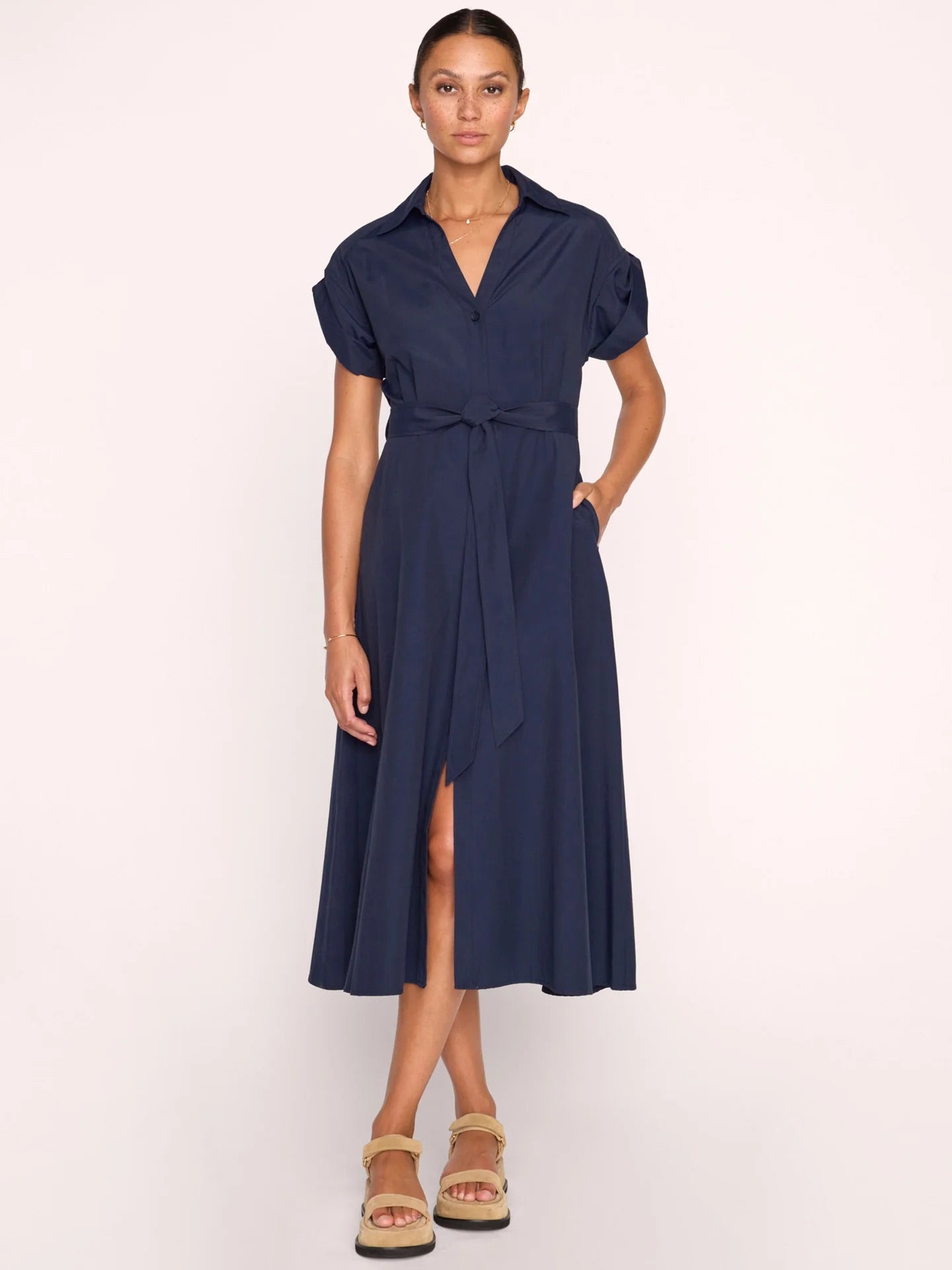 Brochu Walker Fia Belted Dress Navy