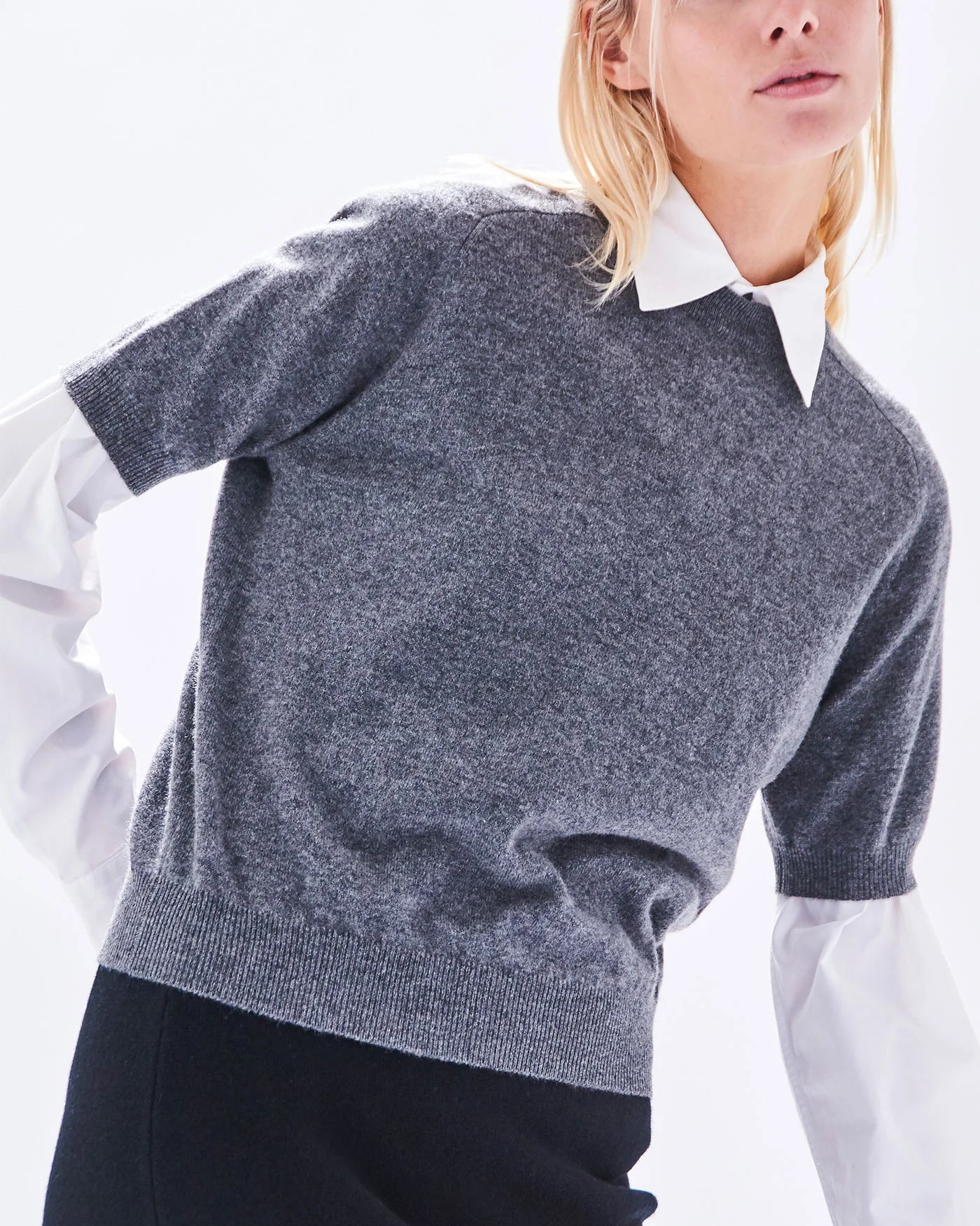 Demylee Irelia Cashmere Top Dark Heather Grey-Demylee-Thistle Hill