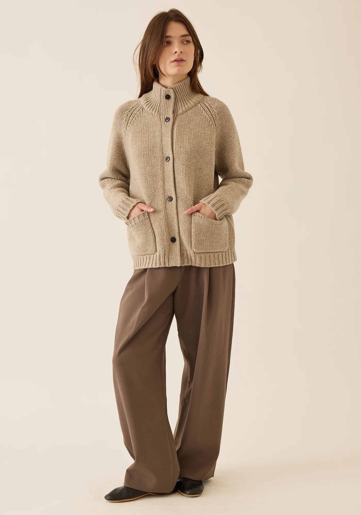 Demylee Kamila Soft Chunky Wool Cardigan Oatmeal-Demylee-Thistle Hill