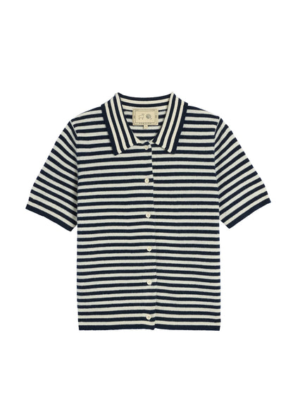Demylee Leslie Stripe Cashmere Cardigan Ivory & Navy-Demylee-Thistle Hill