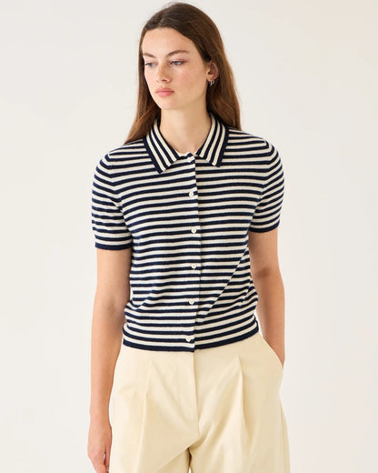 Demylee Leslie Stripe Cashmere Cardigan Ivory & Navy-Demylee-Thistle Hill
