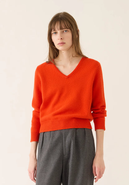 Demylee Lia Cashmere Sweater Red Orange-Demylee-Thistle Hill
